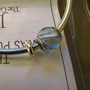 Pandora Geometric Faceted Crystal Charm In light blue